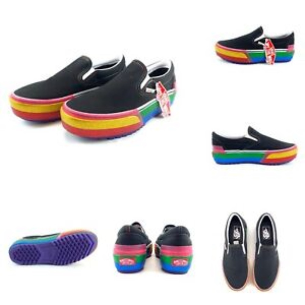 Vans Classic Slip-On Stacked Sneakers: Rainbow